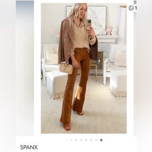 NWT Spanx faux suede flare caramel pants in petite M